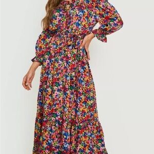 Boohoo Floral Off-Shoulder Maxi Dress